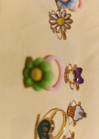 Çiçek Desenli Renkli Boncuklu çocukYüzük Seti 10 adet - Görsel 3