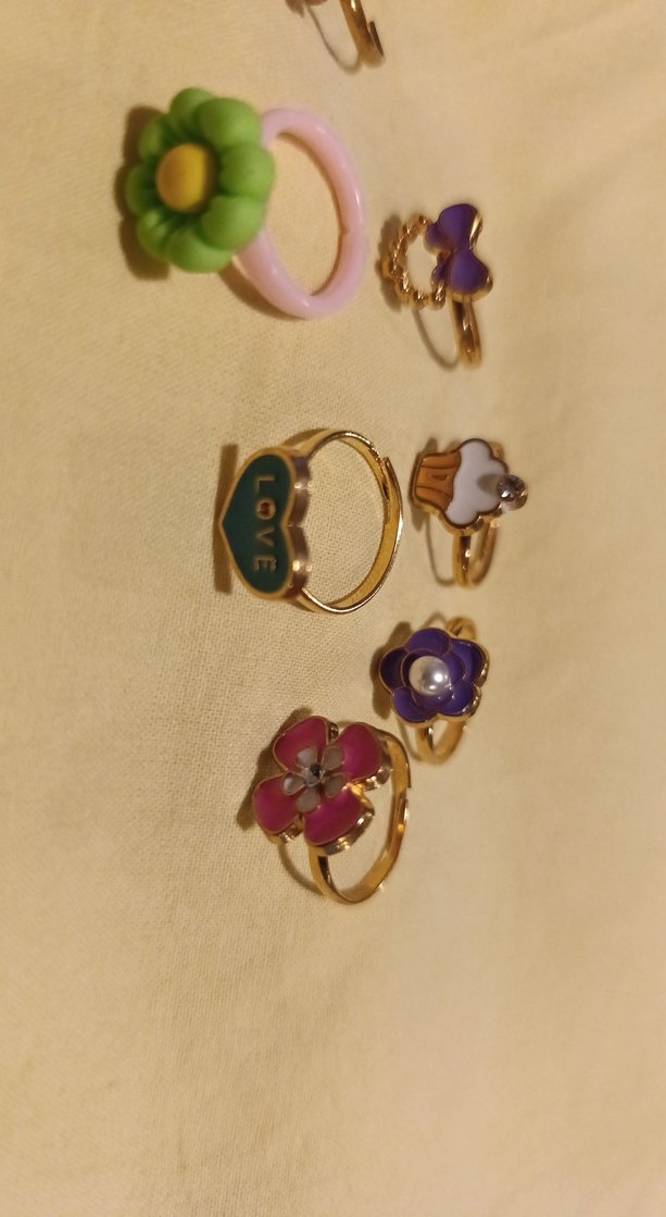 Çiçek Desenli Renkli Boncuklu çocukYüzük Seti 10 adet - Görsel 4