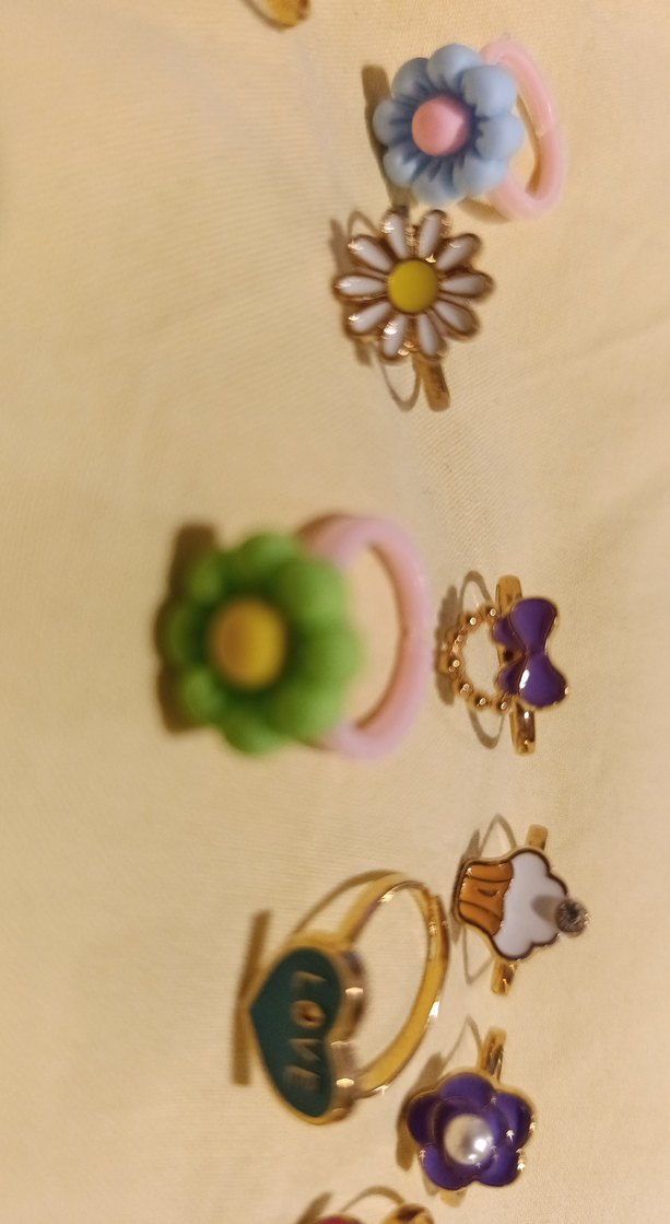 Çiçek Desenli Renkli Boncuklu çocukYüzük Seti 10 adet - Görsel 3