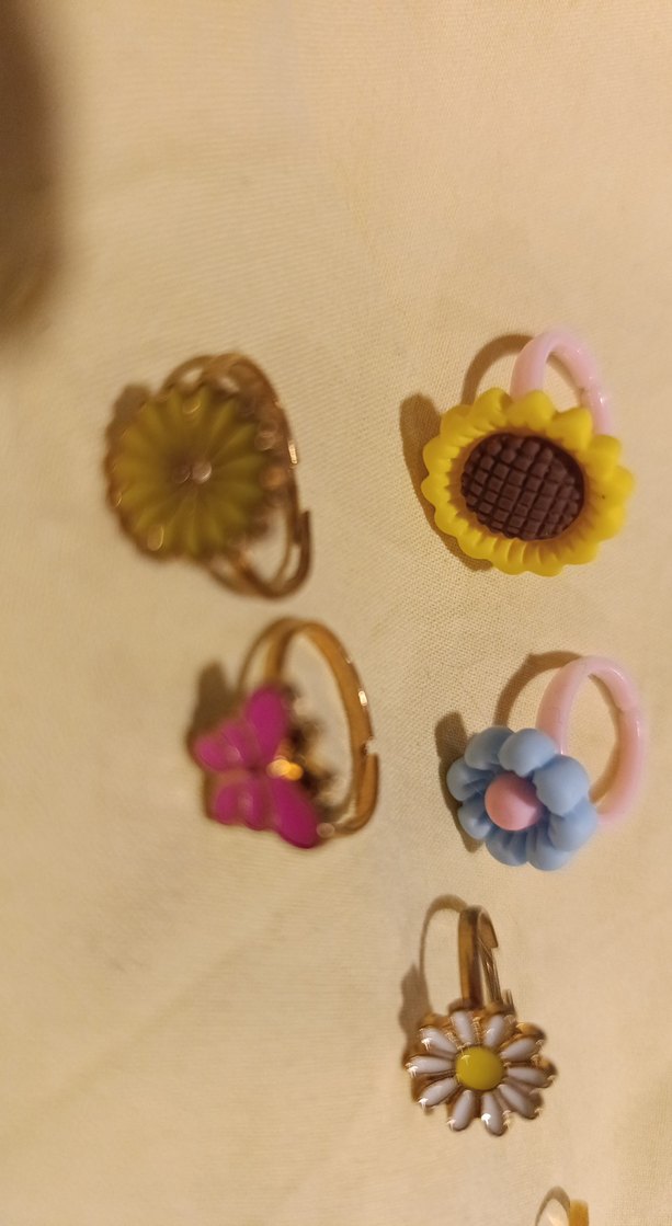 Çiçek Desenli Renkli Boncuklu çocukYüzük Seti 10 adet - Görsel 2