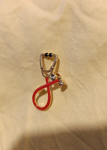 Kırmızı steteskop Desenli Broş - Görsel 2