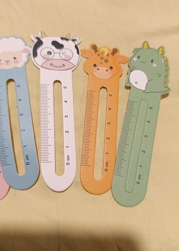 Pastel Renkli Hayvan Figürlü Cetvelli kitap ayraç Seti 9 adet - Görsel 4