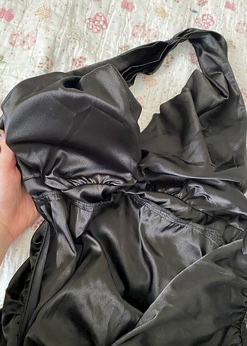 Uzun Siyah V Yakalı Fırfırlı Gotik mini Elbise - Görsel 3