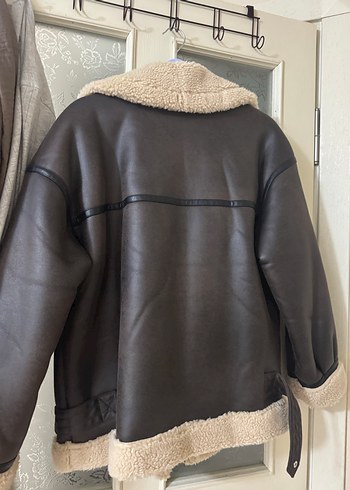 LC Waikiki Kahverengi Kürklü Deri Biker Ceket