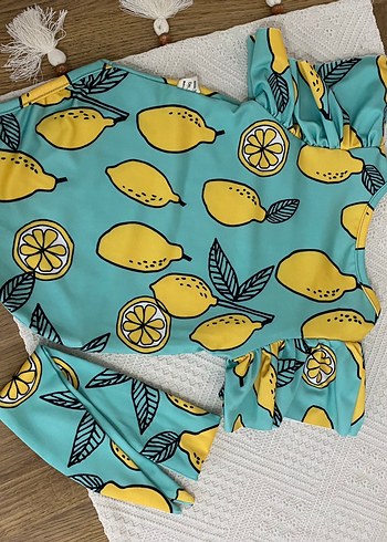 Kız Çocuk Limon Desenli Kısa Kollu Mayo - Görsel 3