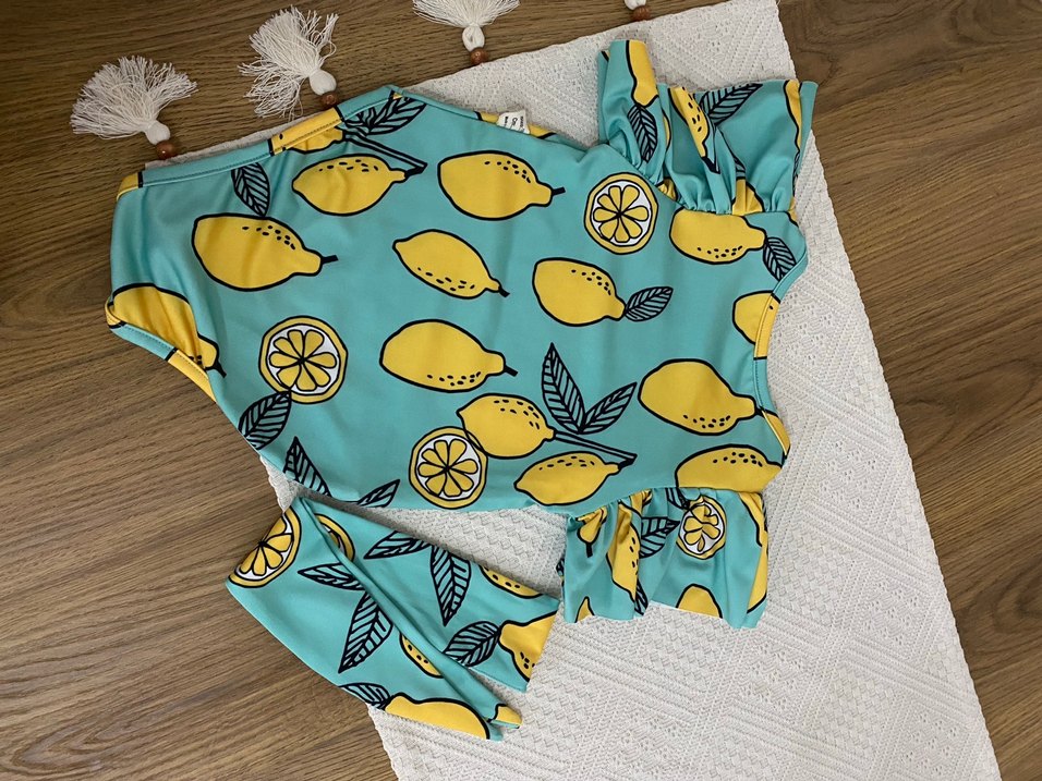Kız Çocuk Limon Desenli Kısa Kollu Mayo - Görsel 3