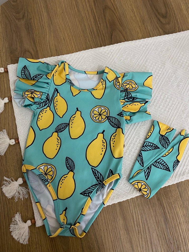 Kız Çocuk Limon Desenli Kısa Kollu Mayo - Görsel 2