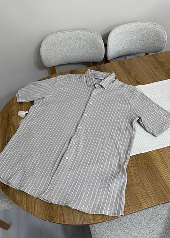 Düğmeli Kısa Kollu Bej Erkek Gömlek - Görsel 2