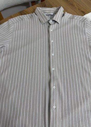 Düğmeli Kısa Kollu Bej Erkek Gömlek - Görsel 6