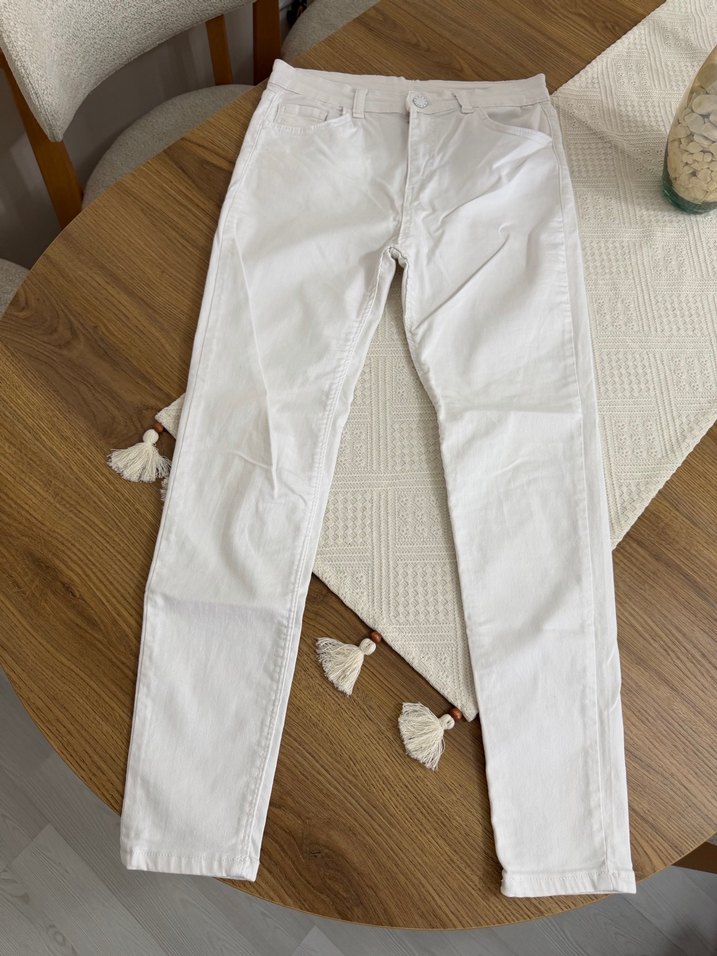 Beyaz Regular Fit Kadın Kot Pantolon - Görsel 2