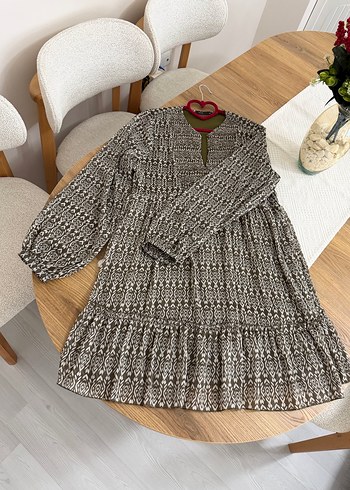 Desenli Uzun Kollu Tunik - elbise - Görsel 2