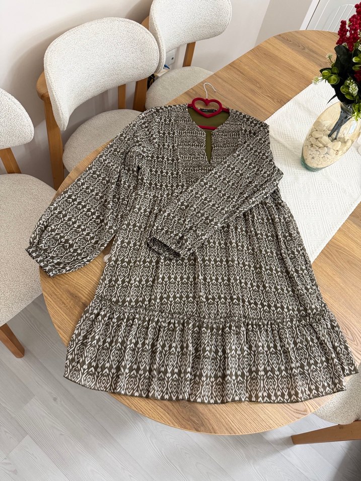 Desenli Uzun Kollu Tunik - elbise - Görsel 2