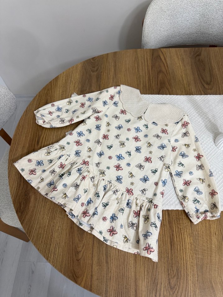 Nakışlı Bohem Kız Elbisesi Uzun Kollu - Görsel 5