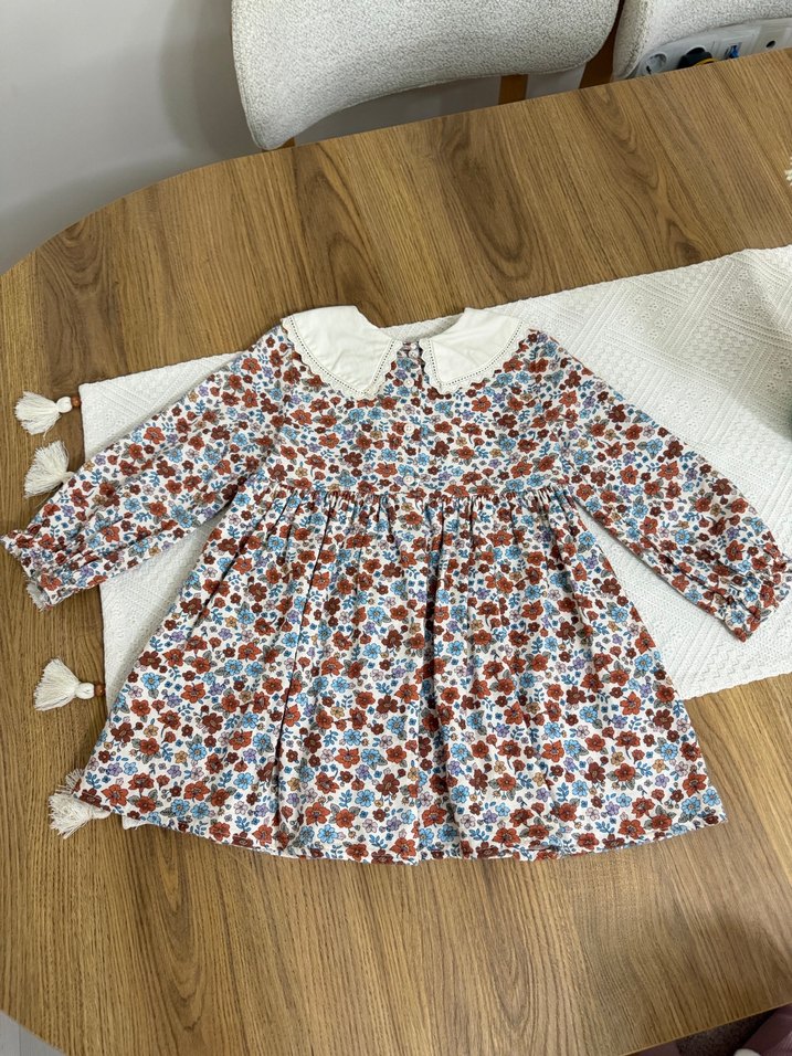 Kız Çocuk Nakışlı Pamuklu Bohem Elbise - Görsel 4