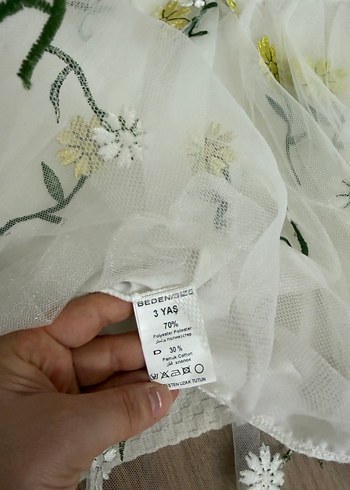 Nakışlı Beyaz Kız Çocuk Elbisesi - Görsel 5