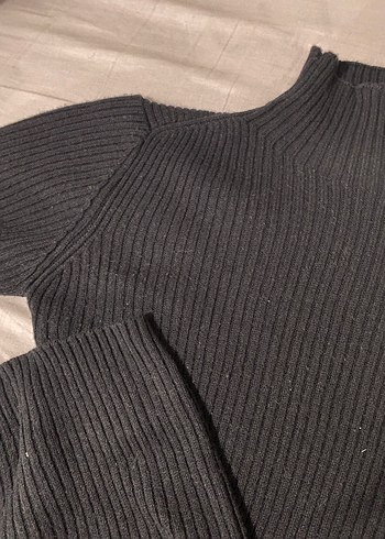 Siyah kısa  Kollu Balıkçı Yaka Kadın Kazak - Görsel 3