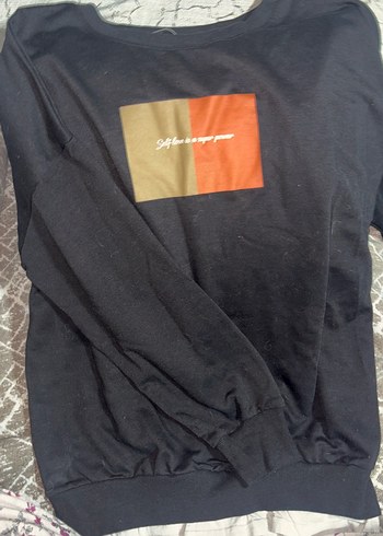 Kadın Siyah Baskılı Uzun Kollu Sweatshirt