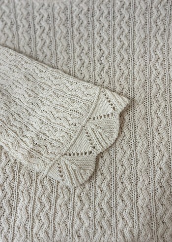 Kadın Beyaz Örgü Bohem Kazak - Görsel 3