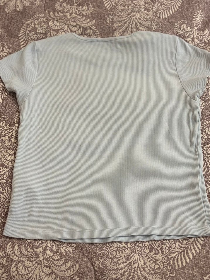 Kız Çocuk Bej Keten Kısa Kollu Tişört - Görsel 2