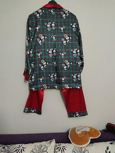 s Beden kırmızı Renk Saten pijama gecelik takım