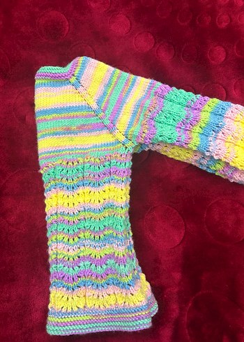 Renkli Örgü Kız Hırka - Görsel 2