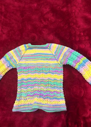 Renkli Örgü Kız Hırka - Görsel 3