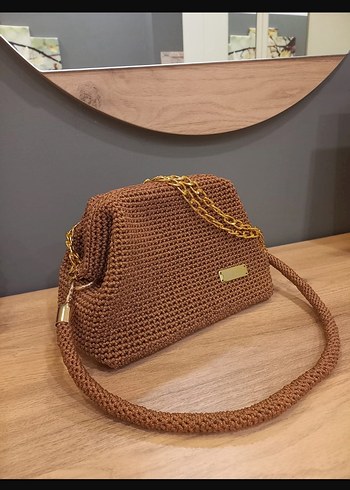 Zincir Detaylı Örgü Kadın Çanta - Görsel 3