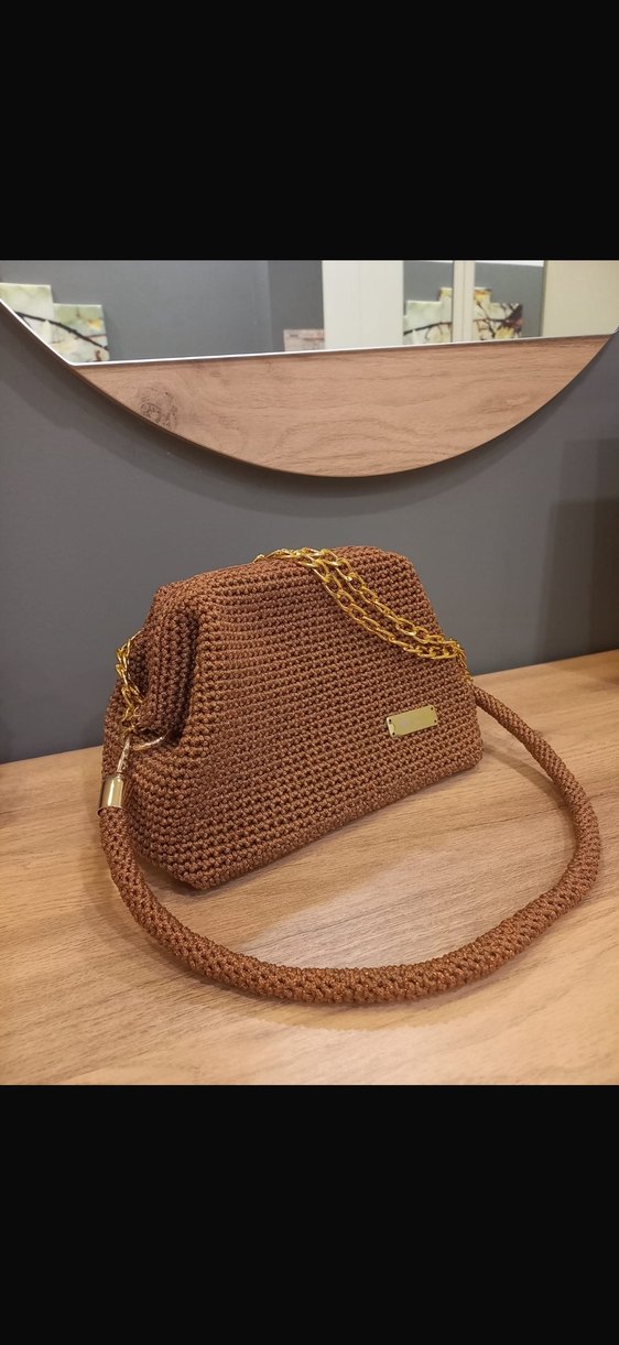 Zincir Detaylı Örgü Kadın Çanta - Görsel 3