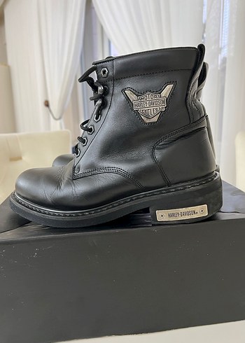 Siyah Harley Davidson Deri Biker Botlar Yüksek Topuklu - Görsel 7