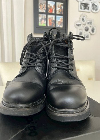 Siyah Harley Davidson Deri Biker Botlar Yüksek Topuklu - Görsel 8