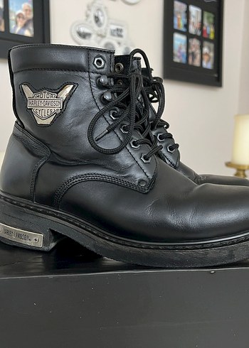Siyah Harley Davidson Deri Biker Botlar Yüksek Topuklu - Görsel 2