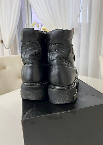 Siyah Harley Davidson Deri Biker Botlar Yüksek Topuklu - Görsel 5