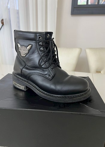 Siyah Harley Davidson Deri Biker Botlar Yüksek Topuklu - Görsel 4