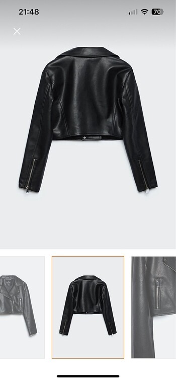 Stradivarius Suni deri crop biker ceket