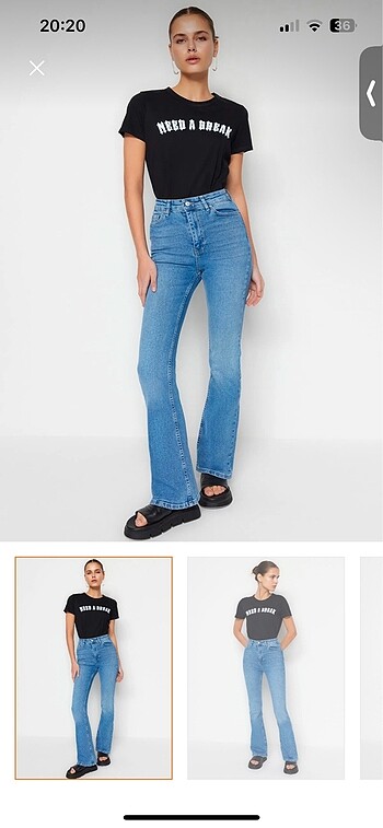 Mavi yüksek bel flare jeans