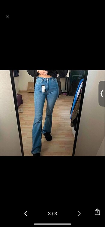 36 Beden Mavi yüksek bel flare jeans