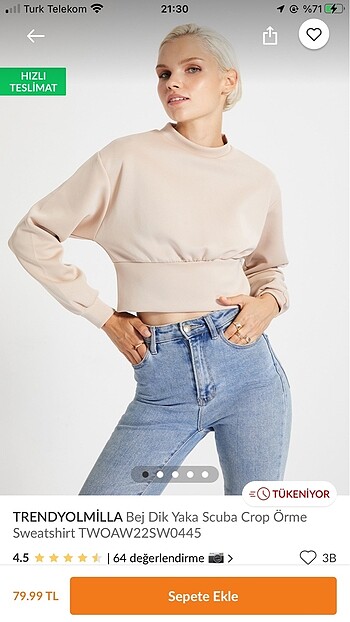 Bej crop sweathirt