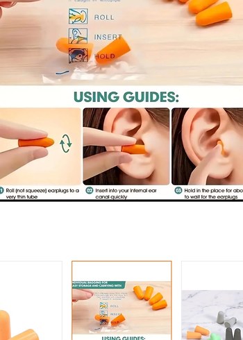 8 çift renkli ipsiz kulak tıkacı - Görsel 2