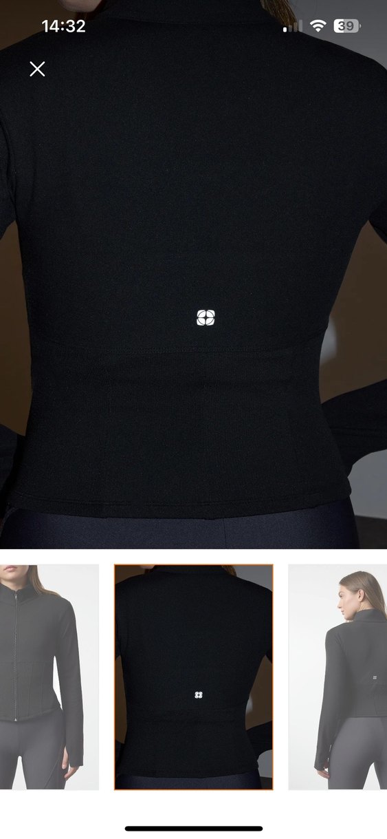 Siyah Fermuarlı baş parmak delikli spor ceket - Görsel 3