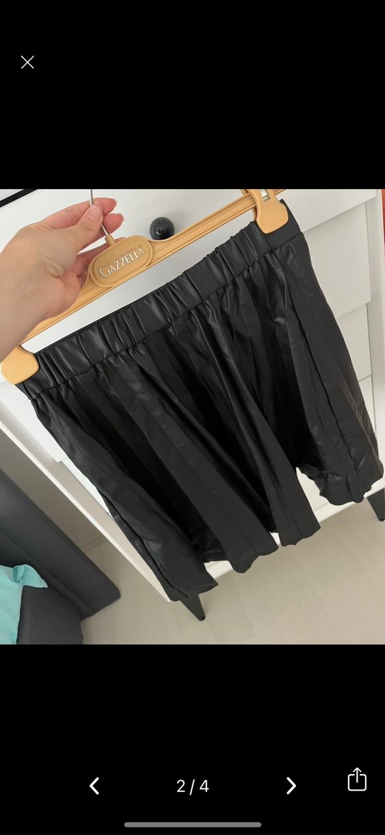 Sarı siyah deri Pileli etek - Görsel 2