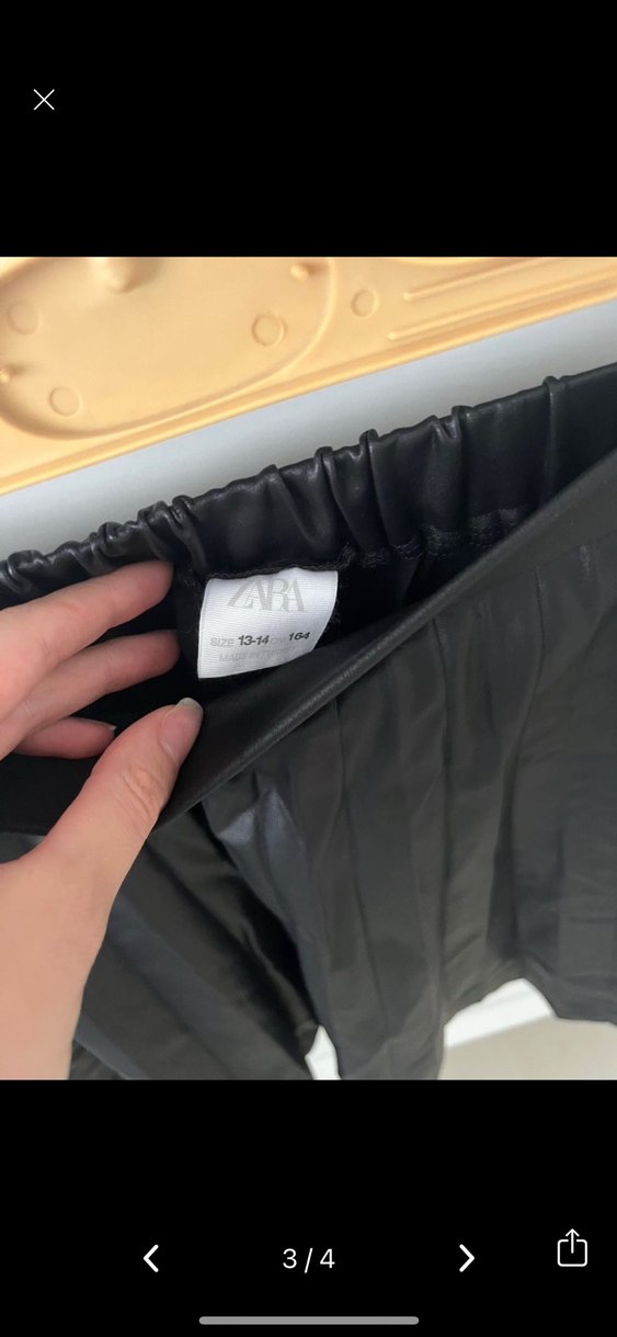 Sarı siyah deri Pileli etek - Görsel 3