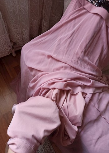 38 Beden pembe Renk Pembe düşük kollu Uzun Abiye Elbise