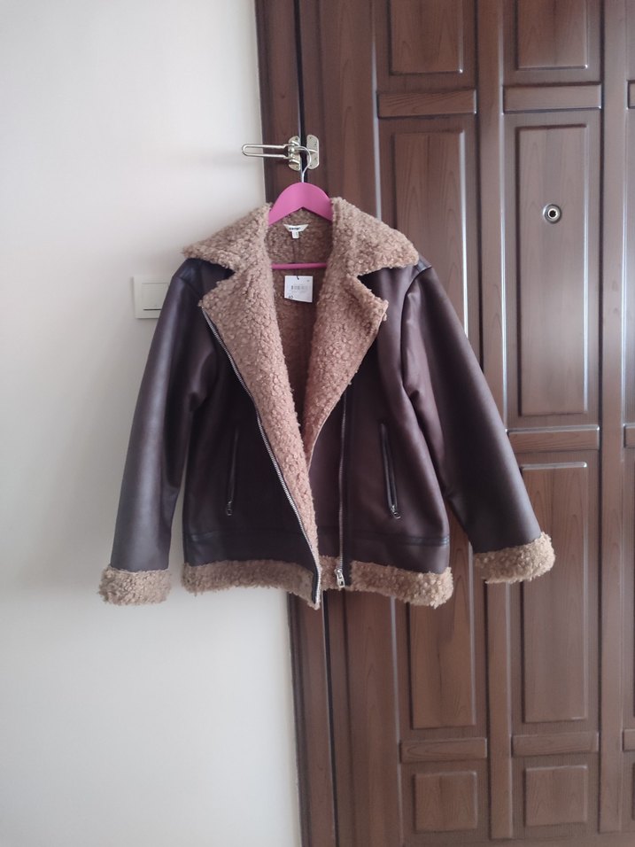 Koton Kahverengi Kürklü Deri Kadın Ceket - Görsel 4