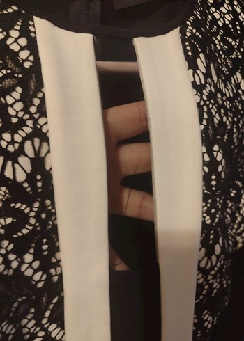 Dantel Detaylı Siyah Midi Kadın Elbise - Görsel 3