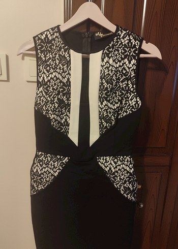 Dantel Detaylı Siyah Midi Kadın Elbise - Görsel 2