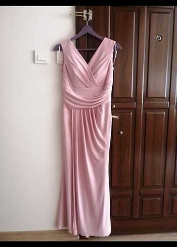 Pembe Drapeli Uzun Abiye Elbise - Görsel 5