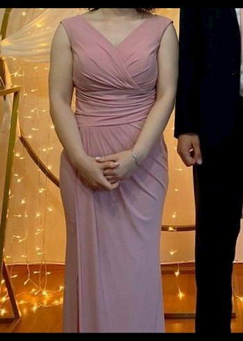 Pembe Drapeli Uzun Abiye Elbise - Görsel 6