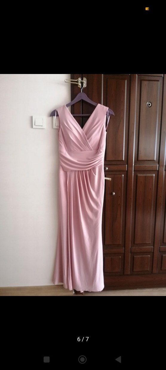 Pembe Drapeli Uzun Abiye Elbise - Görsel 5