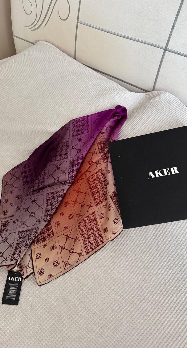 Kadın Çok Renkli İpek eşarp - Görsel 4