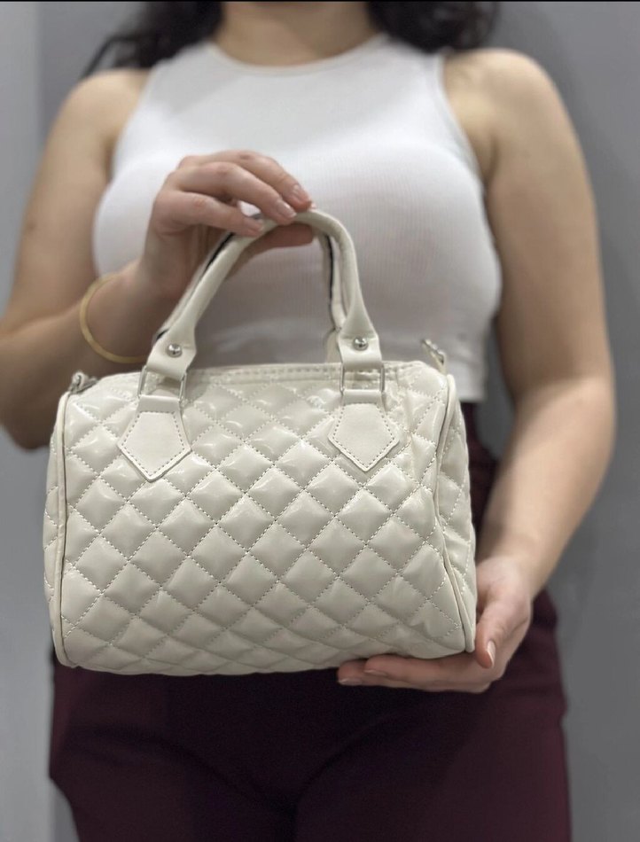 Beyaz Deri Kadın El Çantası - Görsel 2